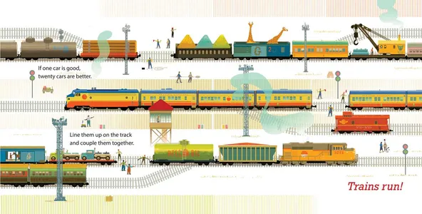 Detailed and dynamic pictures of trains abound.  Here, it is fun to look at the different types of train cars and their cargo.