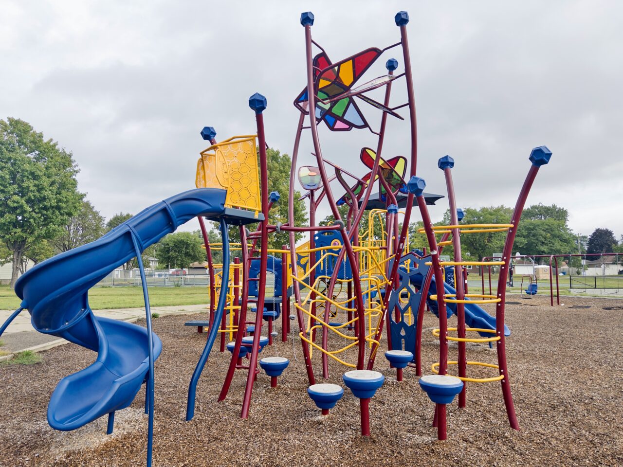 Washington Park playground. Lots of ladders, climbers, steppers.